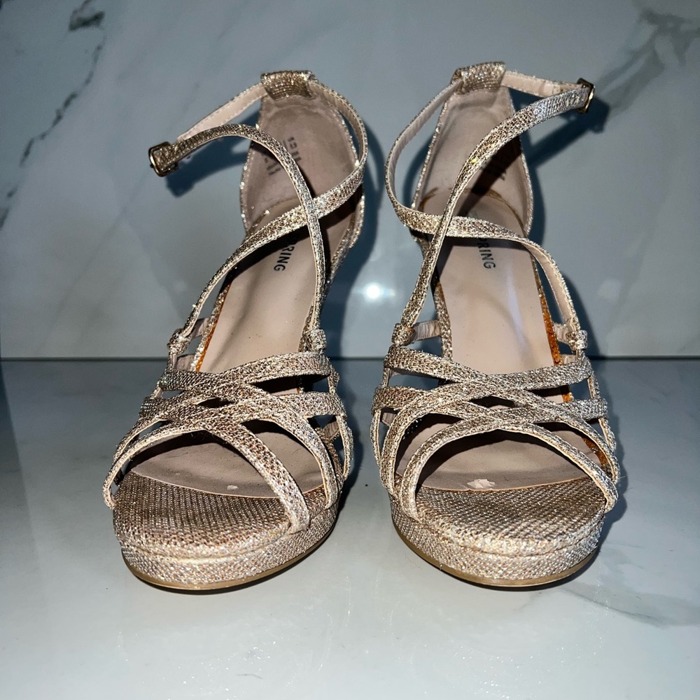 Call it Spring brand sparkly rose gold heels